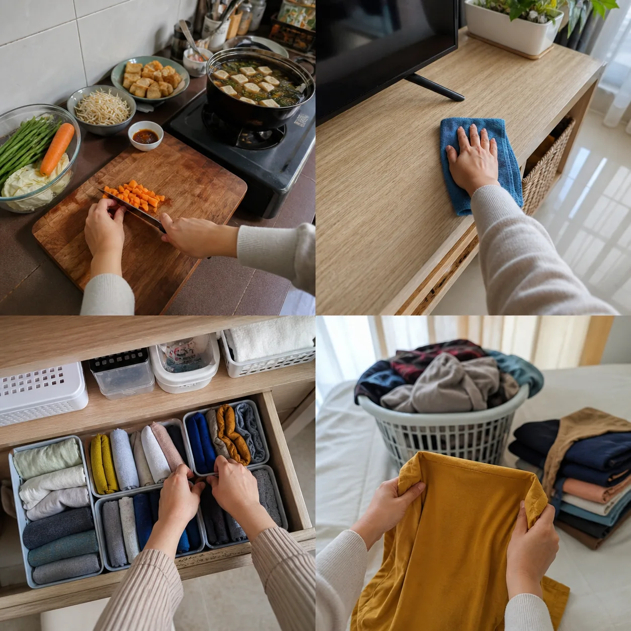 Illustrative POV of preparing food in a kitchen